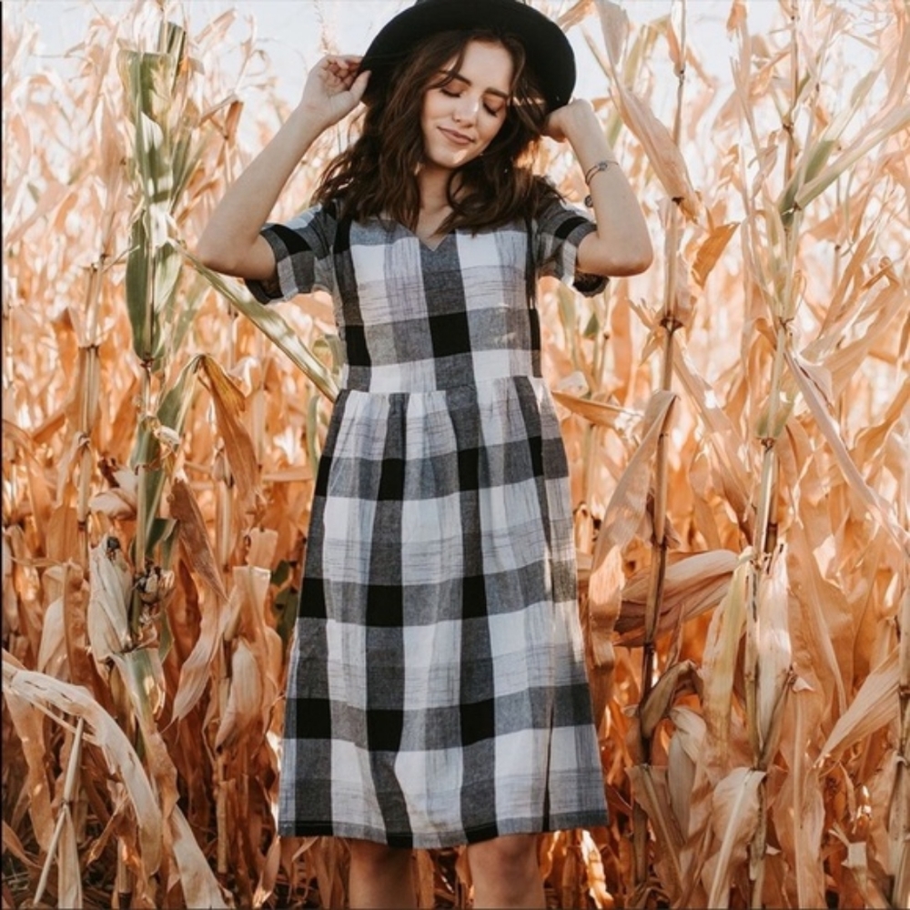 Piper and Scoot Buffalo Plaid Midi Dress